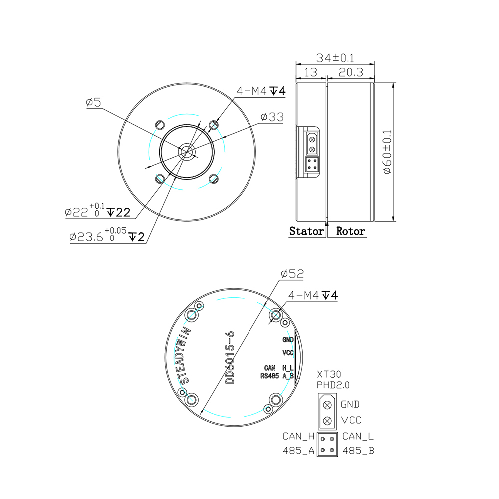 Direct Drive Servo Motor Robotics - DD6015 Direkt Tahrikli Servo Motor -